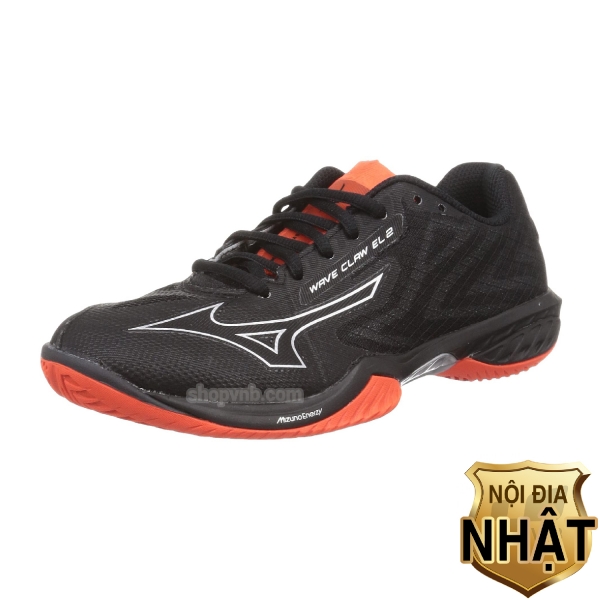 Giày Cầu Lông Mizuno Wave Claw El 2 - Đen Cam (Mã JP)